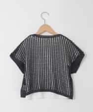 KJFGD55049 a.v.v KIDS(アー・ヴェ・ヴェ) [120-160][SET][ママとお揃いコーデが叶う]メッシュニットレイヤードトップス ダークグレー