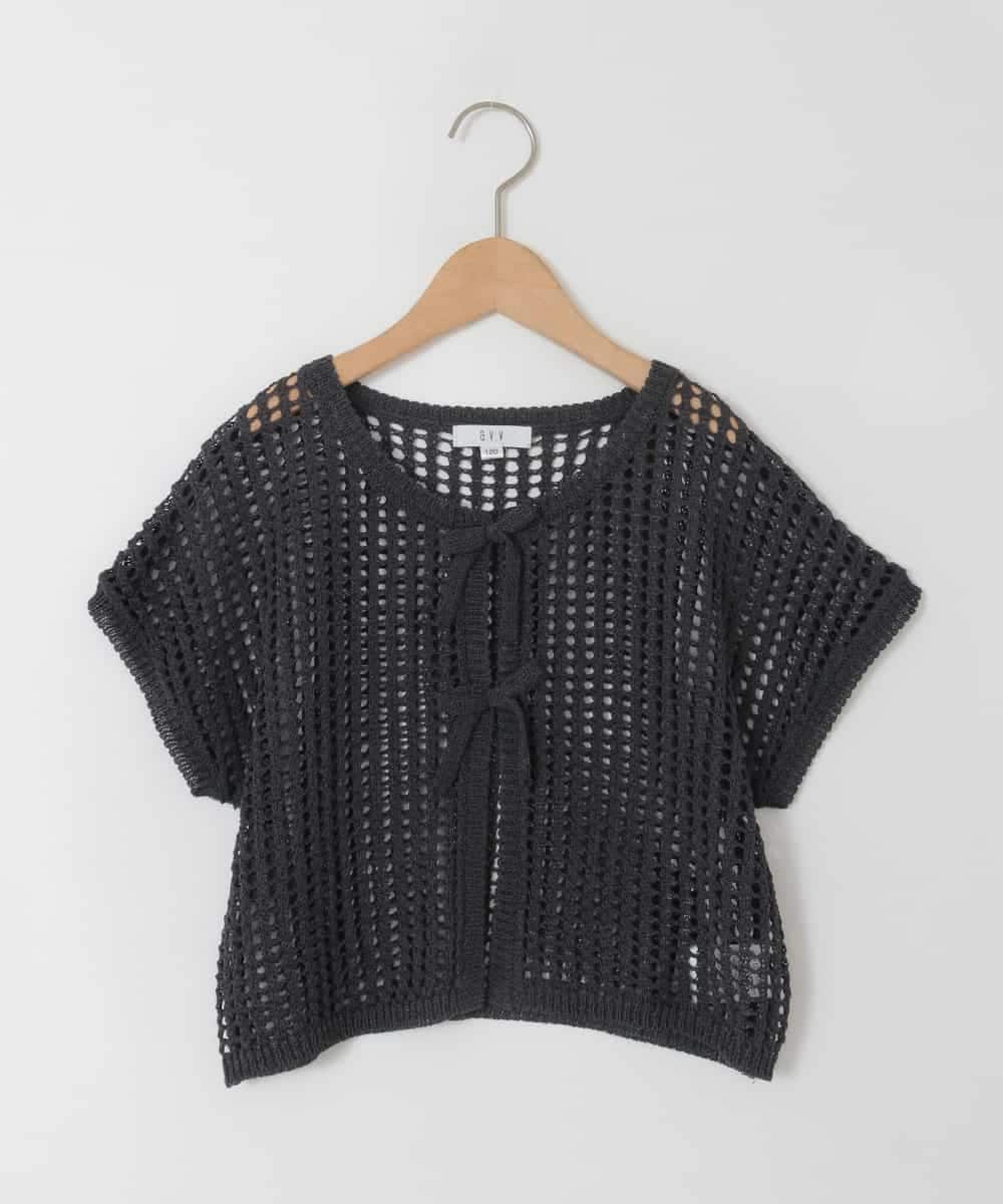 KJFGD55049 a.v.v KIDS(アー・ヴェ・ヴェ) [120-160][SET][ママとお揃いコーデが叶う]メッシュニットレイヤードトップス ダークグレー