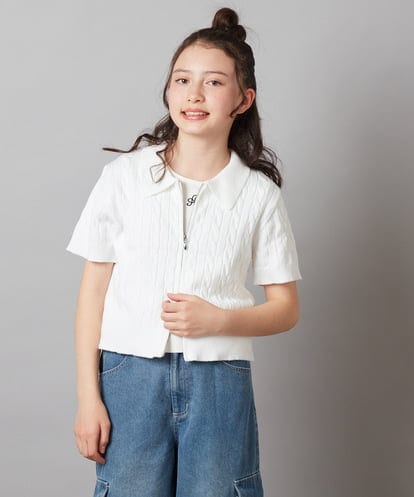 KJFGX01044 a.v.v KIDS 【ジュニア】[160]襟付きジップアップニット