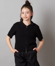 KJFGX01044 a.v.v KIDS(アー・ヴェ・ヴェ) 【ジュニア】[160]襟付きジップアップニット ブラック