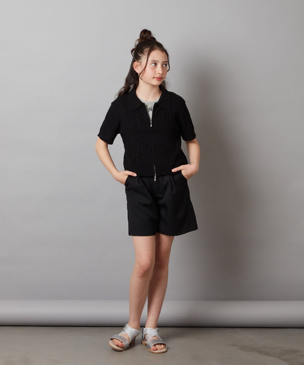 KJFGX01044 a.v.v KIDS(アー・ヴェ・ヴェ) 【ジュニア】[160]襟付きジップアップニット ブラック