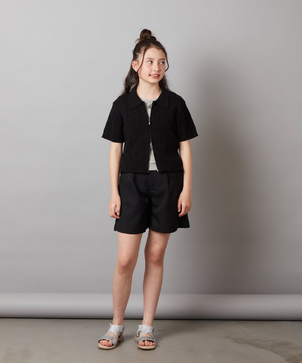 KJFGX01044 a.v.v KIDS(アー・ヴェ・ヴェ) 【ジュニア】[160]襟付きジップアップニット ブラック