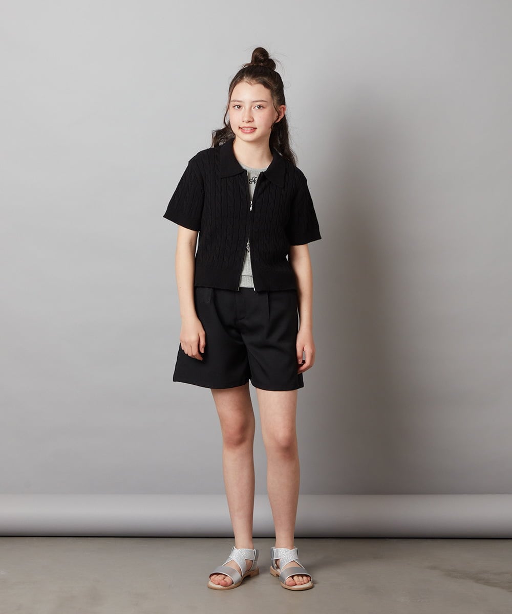KJFGX01044 a.v.v KIDS(アー・ヴェ・ヴェ) 【ジュニア】[160]襟付きジップアップニット ブラック