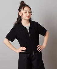 KJFGX01044 a.v.v KIDS(アー・ヴェ・ヴェ) 【ジュニア】[160]襟付きジップアップニット ブラック
