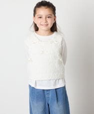 KJFJA30044 a.v.v KIDS(アー・ヴェ・ヴェ) [120-160]リボンヤーンニットベストセット アイボリー