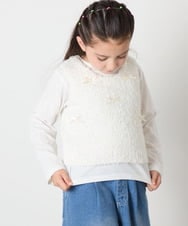 KJFJA30044 a.v.v KIDS(アー・ヴェ・ヴェ) [120-160]リボンヤーンニットベストセット アイボリー