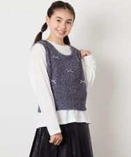 KJFJA30044 a.v.v KIDS(アー・ヴェ・ヴェ) [120-160]リボンヤーンニットベストセット アイボリー
