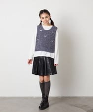 KJFJA30044 a.v.v KIDS(アー・ヴェ・ヴェ) [120-160]リボンヤーンニットベストセット アイボリー