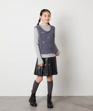 KJFJA30044 a.v.v KIDS(アー・ヴェ・ヴェ) [120-160]リボンヤーンニットベストセット アイボリー