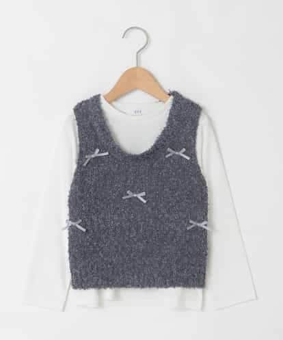KJFJA30044 a.v.v KIDS [120-160]リボンヤーンニットベストセット