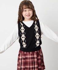 KJFJD02044 a.v.v KIDS(アー・ヴェ・ヴェ) [130-160]【洗える】アーガイルニットベストセット ブラック