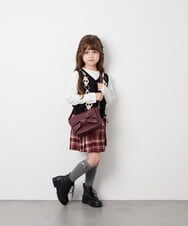 KJFJD02044 a.v.v KIDS(アー・ヴェ・ヴェ) [130-160]【洗える】アーガイルニットベストセット ブラック