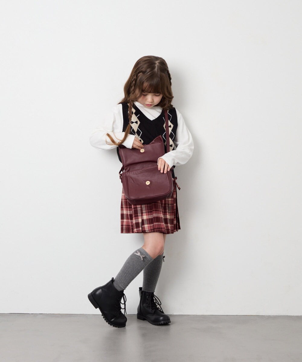 KJFJD02044 a.v.v KIDS(アー・ヴェ・ヴェ) [130-160]【洗える】アーガイルニットベストセット ブラック