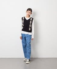KJFJD02044 a.v.v KIDS(アー・ヴェ・ヴェ) [130-160]【洗える】アーガイルニットベストセット ブラック