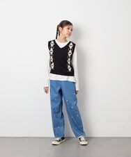 KJFJD02044 a.v.v KIDS(アー・ヴェ・ヴェ) [130-160]【洗える】アーガイルニットベストセット ブラック