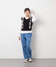 KJFJD02044 a.v.v KIDS(アー・ヴェ・ヴェ) [130-160]【洗える】アーガイルニットベストセット ブラック