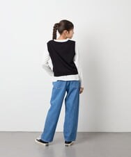KJFJD02044 a.v.v KIDS(アー・ヴェ・ヴェ) [130-160]【洗える】アーガイルニットベストセット ブラック