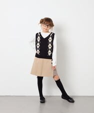 KJFJD02044 a.v.v KIDS(アー・ヴェ・ヴェ) [130-160]【洗える】アーガイルニットベストセット ブラック