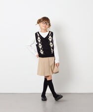 KJFJD02044 a.v.v KIDS(アー・ヴェ・ヴェ) [130-160]【洗える】アーガイルニットベストセット ブラック