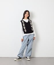 KJFJD02044 a.v.v KIDS(アー・ヴェ・ヴェ) [130-160]【洗える】アーガイルニットベストセット ブラック