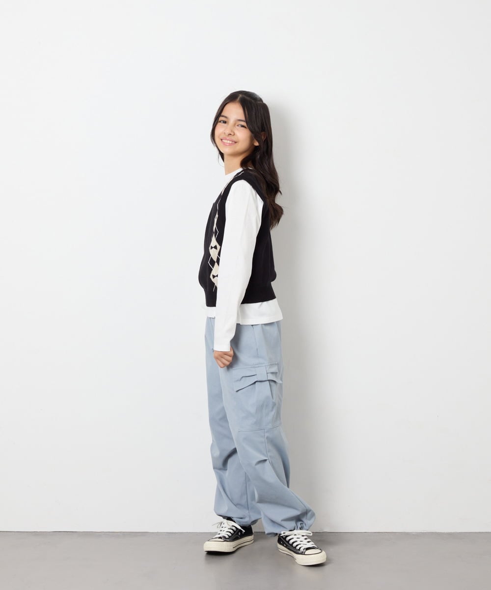 KJFJD02044 a.v.v KIDS(アー・ヴェ・ヴェ) [130-160]【洗える】アーガイルニットベストセット ブラック