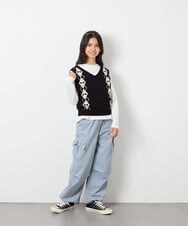 KJFJD02044 a.v.v KIDS(アー・ヴェ・ヴェ) [130-160]【洗える】アーガイルニットベストセット ブラック