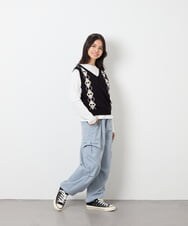 KJFJD02044 a.v.v KIDS(アー・ヴェ・ヴェ) [130-160]【洗える】アーガイルニットベストセット ブラック