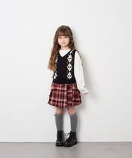 KJFJD02044 a.v.v KIDS(アー・ヴェ・ヴェ) [130-160]【洗える】アーガイルニットベストセット ブラック