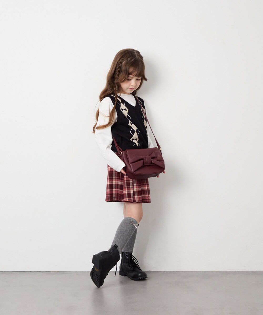 KJFJD02044 a.v.v KIDS(アー・ヴェ・ヴェ) [130-160]【洗える】アーガイルニットベストセット ブラック