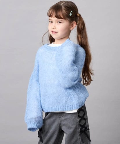 KJFJD07044  [130-160]【手洗い】モヘアニットセット