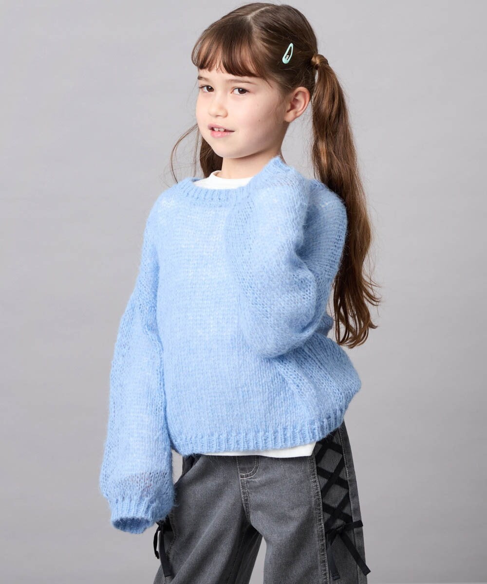 KJFJD07044 a.v.v KIDS(アー・ヴェ・ヴェ) [130-160]【手洗い】モヘアニットセット ライトブルー
