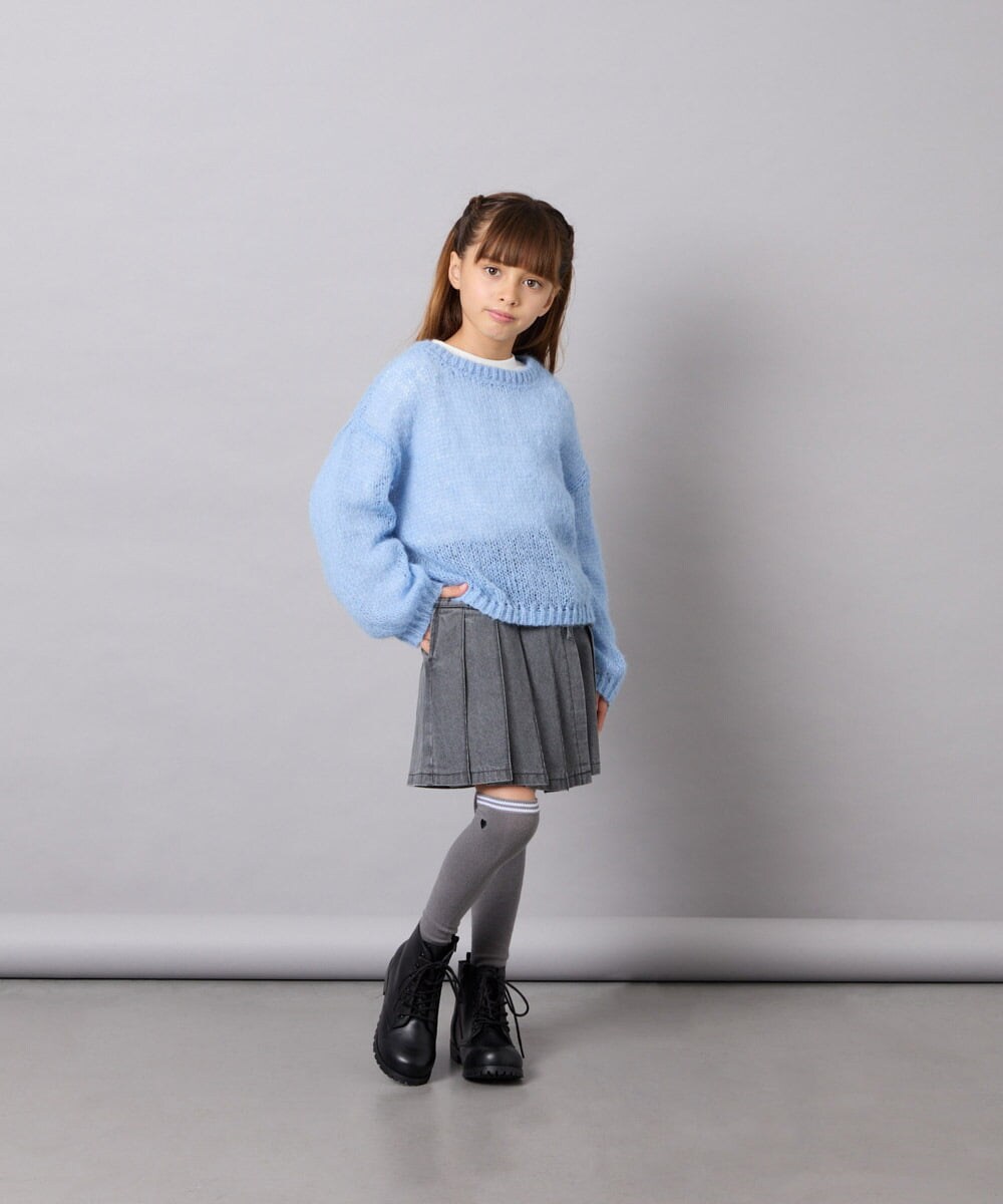 KJFJD07044 a.v.v KIDS(アー・ヴェ・ヴェ) [130-160]【手洗い】モヘアニットセット ライトブルー
