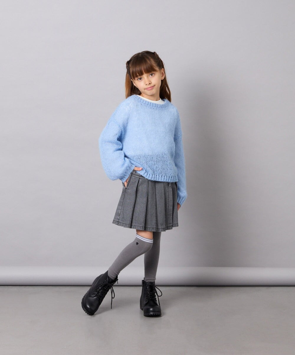 KJFJD07044 a.v.v KIDS(アー・ヴェ・ヴェ) [130-160]【手洗い】モヘアニットセット ライトブルー