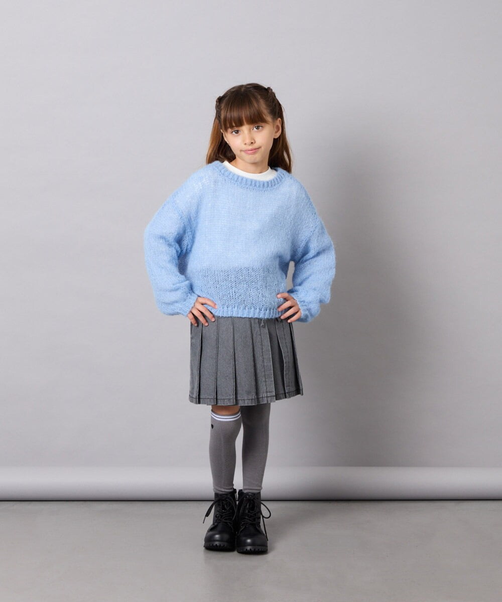 KJFJD07044 a.v.v KIDS(アー・ヴェ・ヴェ) [130-160]【手洗い】モヘアニットセット ライトブルー