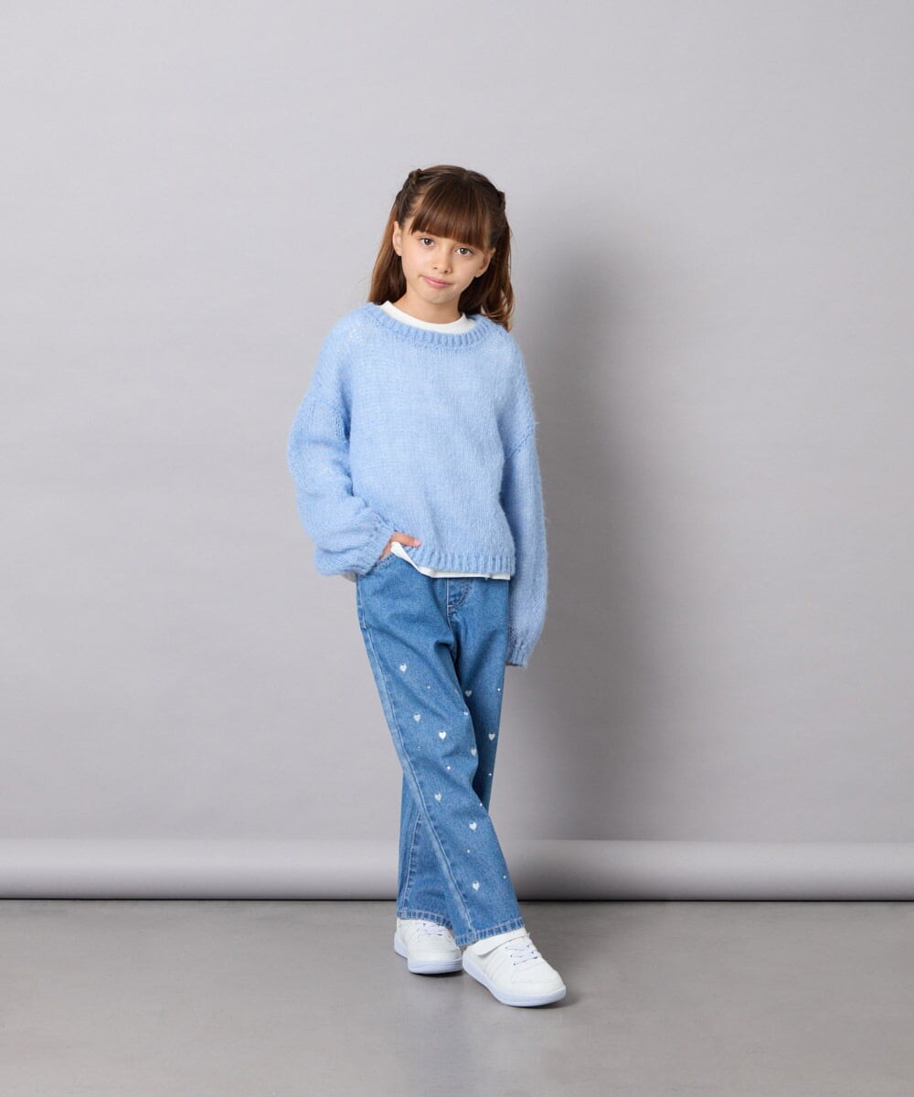 KJFJD07044 a.v.v KIDS(アー・ヴェ・ヴェ) [130-160]【手洗い】モヘアニットセット ライトブルー