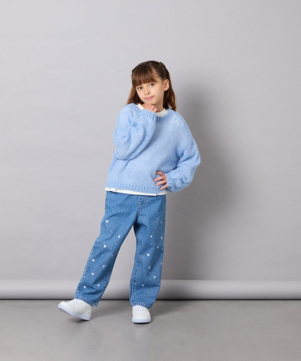 KJFJD07044 a.v.v KIDS(アー・ヴェ・ヴェ) [130-160]【手洗い】モヘアニットセット ライトブルー