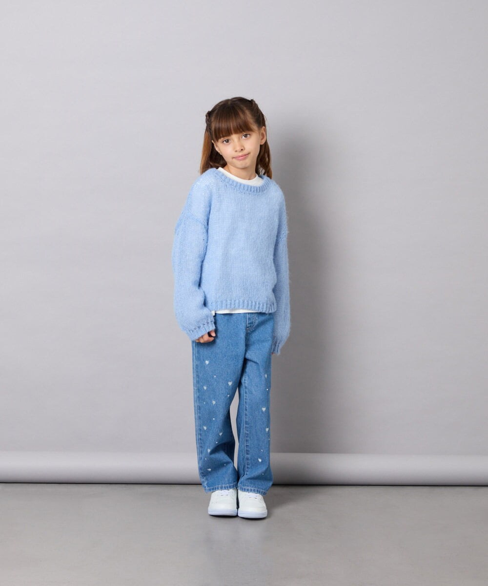 KJFJD07044 a.v.v KIDS(アー・ヴェ・ヴェ) [130-160]【手洗い】モヘアニットセット ライトブルー