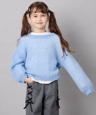 KJFJD07044 a.v.v KIDS(アー・ヴェ・ヴェ) [130-160]【手洗い】モヘアニットセット ライトブルー