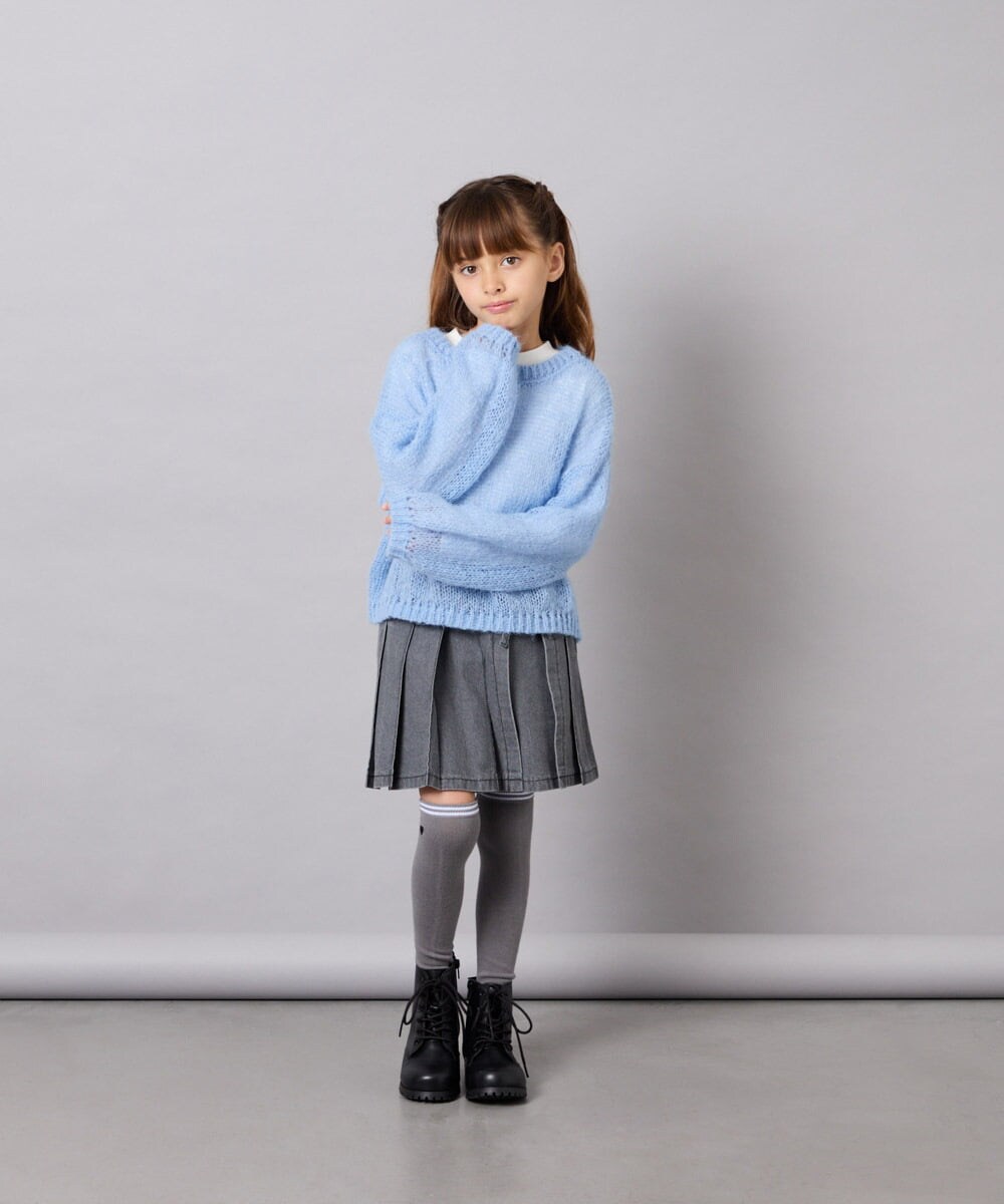 KJFJD07044 a.v.v KIDS(アー・ヴェ・ヴェ) [130-160]【手洗い】モヘアニットセット ライトブルー