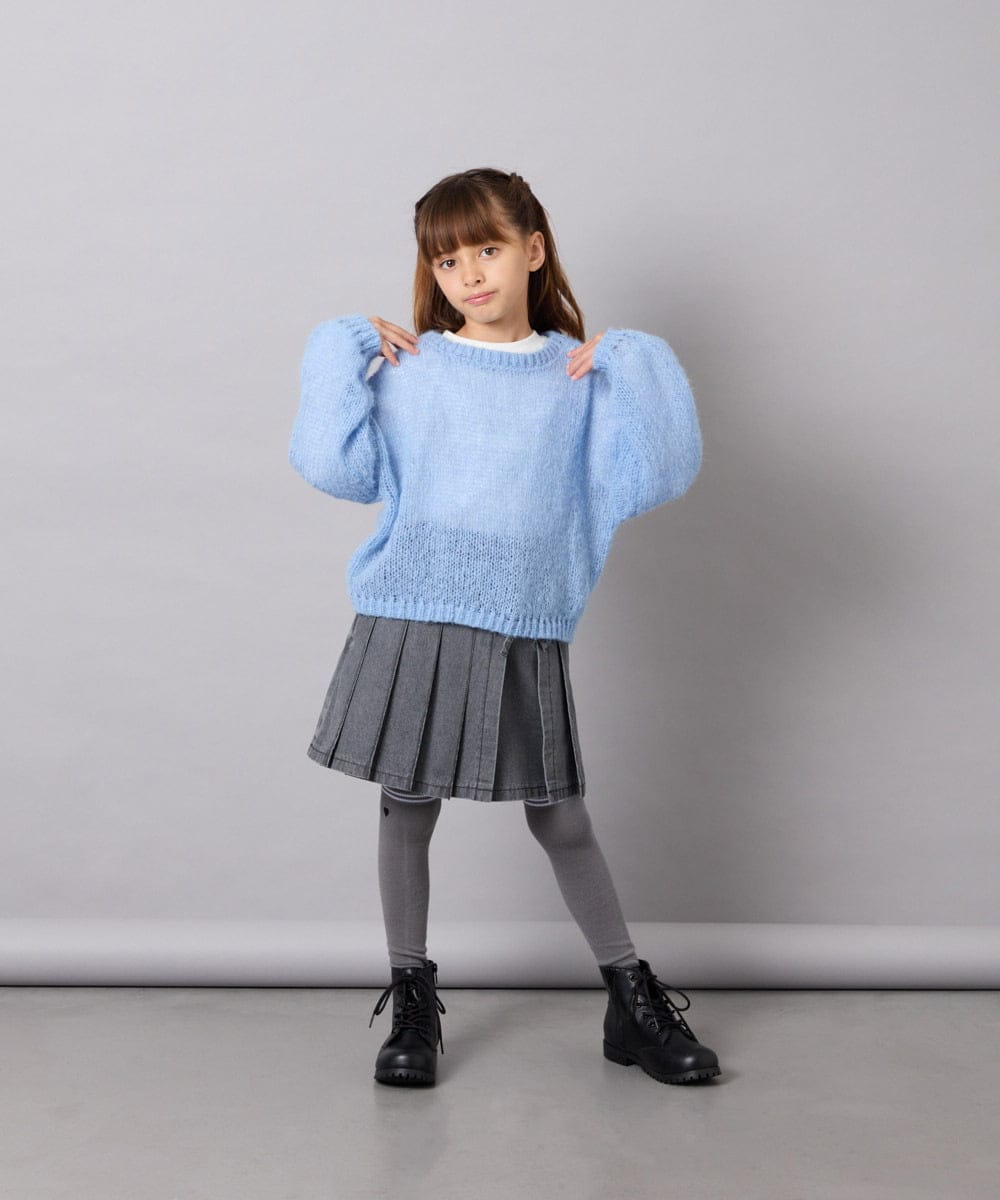 KJFJD07044 a.v.v KIDS(アー・ヴェ・ヴェ) [130-160]【手洗い】モヘアニットセット ライトブルー
