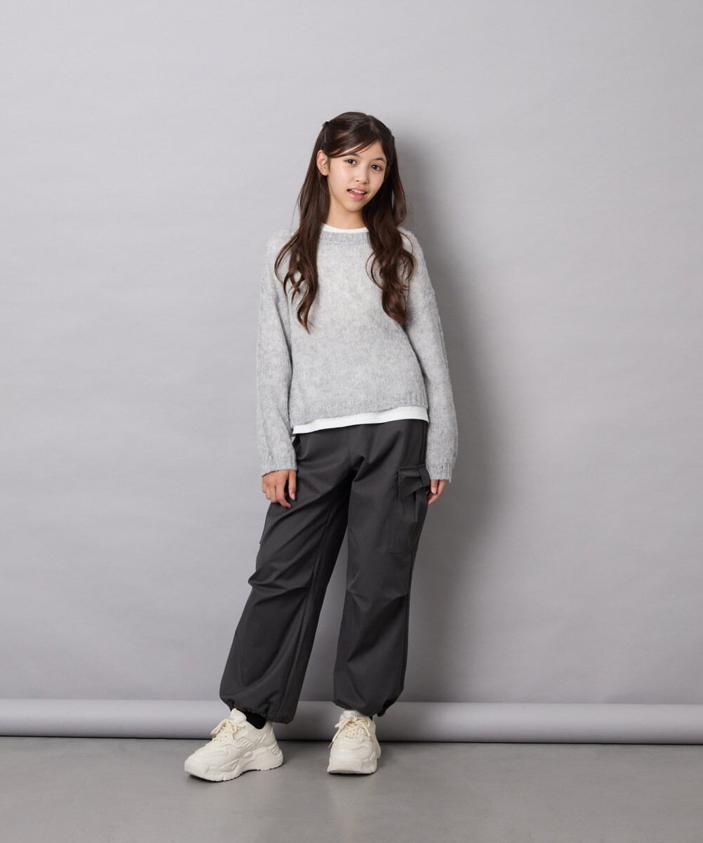 KJFJD07044 a.v.v KIDS(アー・ヴェ・ヴェ) [130-160]【手洗い】モヘアニットセット グレー