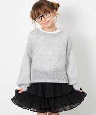 KJFJD07044 a.v.v KIDS(アー・ヴェ・ヴェ) [130-160]【手洗い】モヘアニットセット グレー