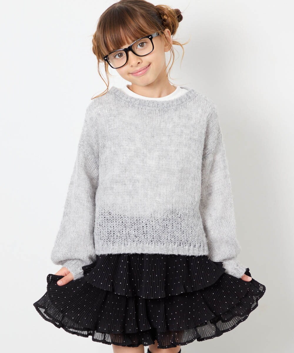 KJFJD07044 a.v.v KIDS(アー・ヴェ・ヴェ) [130-160]【手洗い】モヘアニットセット グレー