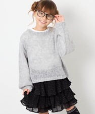 KJFJD07044 a.v.v KIDS(アー・ヴェ・ヴェ) [130-160]【手洗い】モヘアニットセット グレー