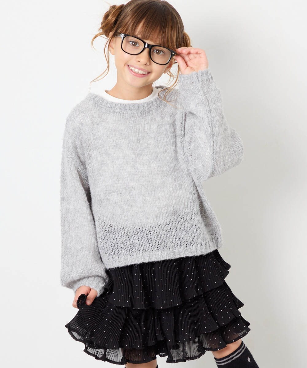 KJFJD07044 a.v.v KIDS(アー・ヴェ・ヴェ) [130-160]【手洗い】モヘアニットセット グレー