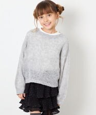 KJFJD07044 a.v.v KIDS(アー・ヴェ・ヴェ) [130-160]【手洗い】モヘアニットセット グレー