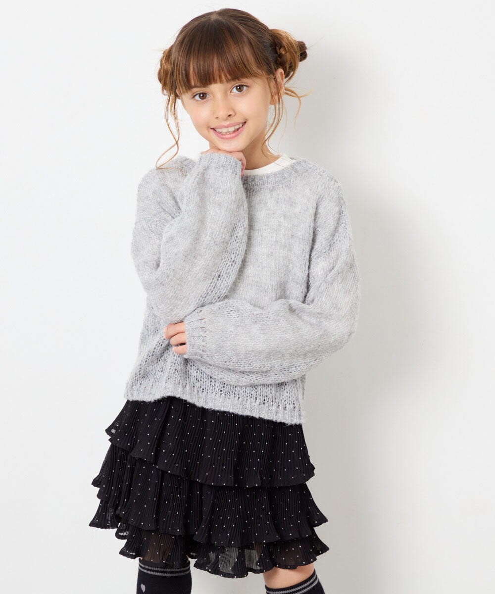 KJFJD07044 a.v.v KIDS(アー・ヴェ・ヴェ) [130-160]【手洗い】モヘアニットセット グレー