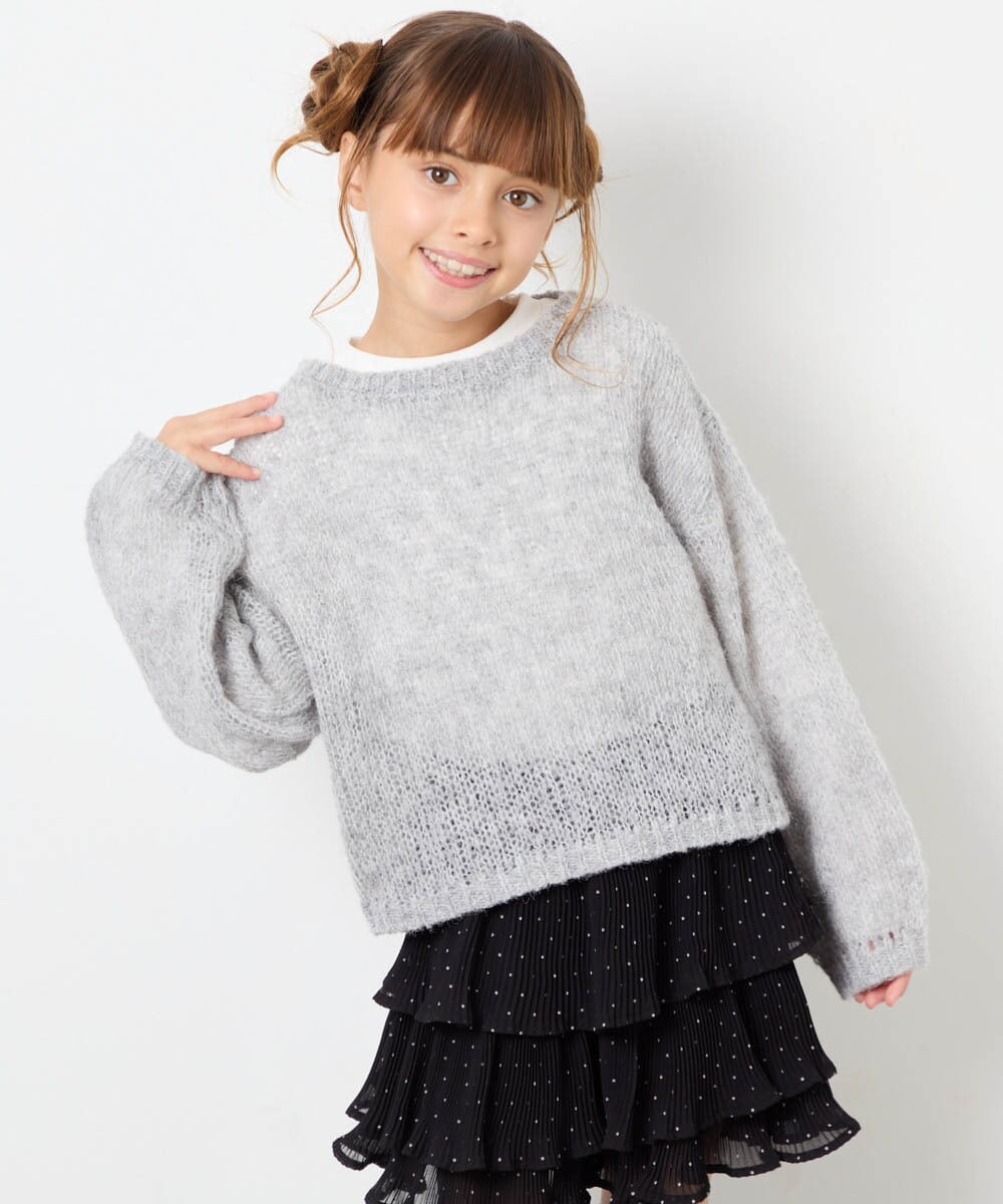 KJFJD07044 a.v.v KIDS(アー・ヴェ・ヴェ) [130-160]【手洗い】モヘアニットセット グレー