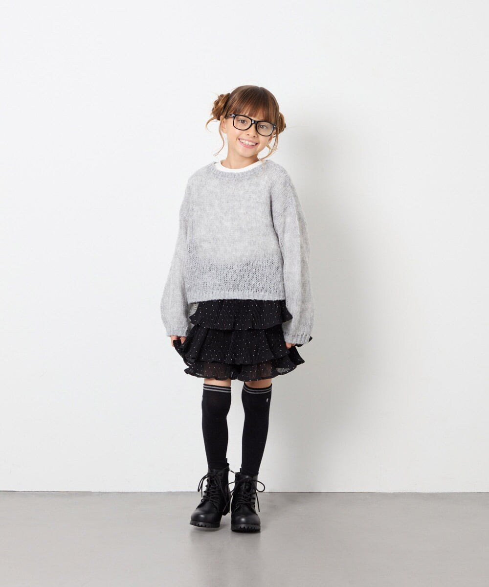 KJFJD07044 a.v.v KIDS(アー・ヴェ・ヴェ) [130-160]【手洗い】モヘアニットセット グレー