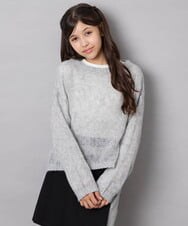 KJFJD07044 a.v.v KIDS(アー・ヴェ・ヴェ) [130-160]【手洗い】モヘアニットセット グレー